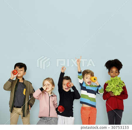Little Children Holding Vegetable Healthy Little Children Holding Vegetable Healthy 30753133