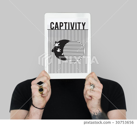 Graphic of bird unleashed from captivity to freedom 30753656