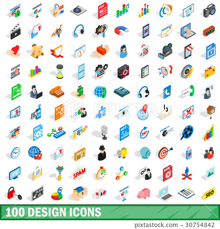 100 design icons set, isometric 3d style 30754842