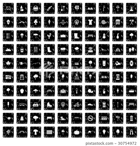100 park icons set, grunge style 100 park icons set, grunge style 30754972