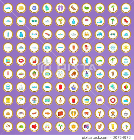 100 recreation icons set in cartoon style 100 recreation icons set in cartoon style 30754973