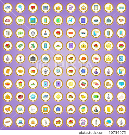 100 real estate icons set in cartoon style 100 real estate icons set in cartoon style 30754975