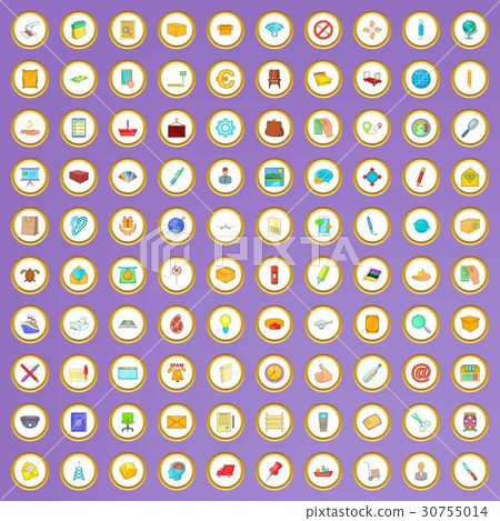 100 post and mail icons set in cartoon style 100 post and mail icons set in cartoon style 30755014