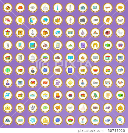 100 real estate concept icons set in cartoon style 100 real estate concept icons set in cartoon style 30755020