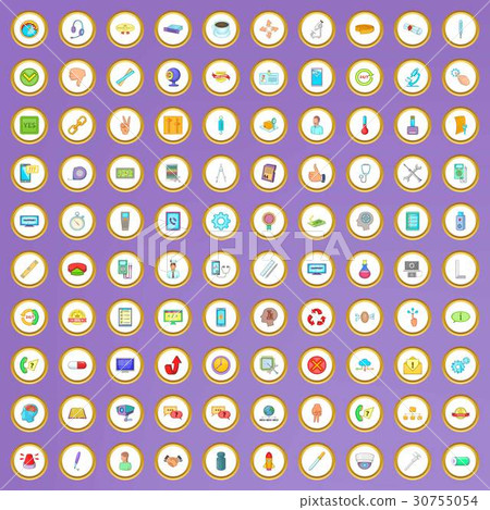 100 support icons set in cartoon style 30755054