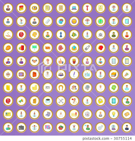 100 team building icons set in cartoon style 100 team building icons set in cartoon style 30755114