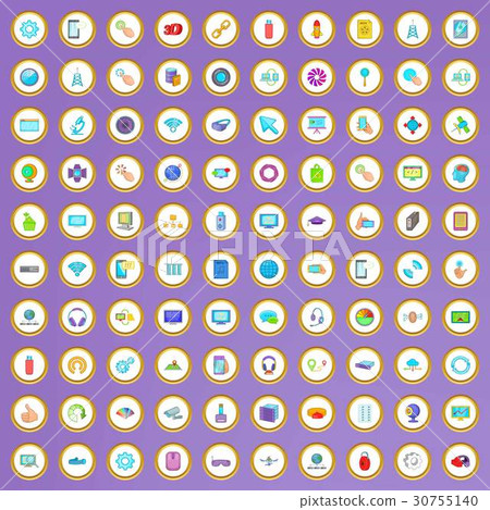 100 web development icons set in cartoon style 30755140