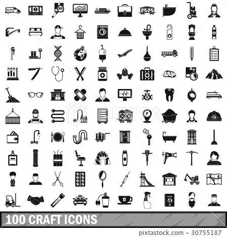 100 craft icons set, simple style - Stock Illustration [30755187] - PIXTA