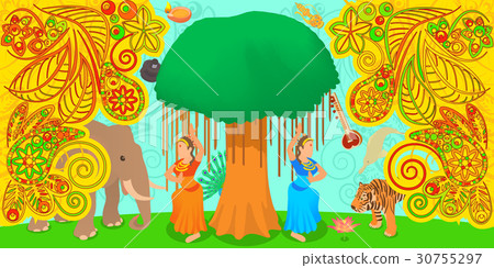 India travel horizontal banner, cartoon style 30755297