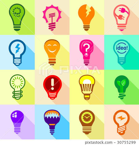 Lamp logo icons set, flat style Lamp logo icons set, flat style 30755299
