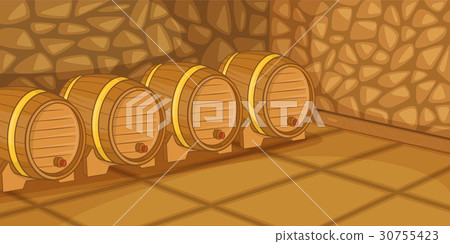 Beer cellar horizontal banner, cartoon style Beer cellar horizontal banner, cartoon style 30755423