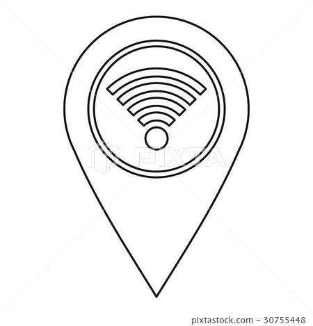 Geo tag with wi fi sign icon, outline style Geo tag with wi fi sign icon, outline style 30755448