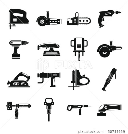 Electric tools icons set, simple style Electric tools icons set, simple style 30755639