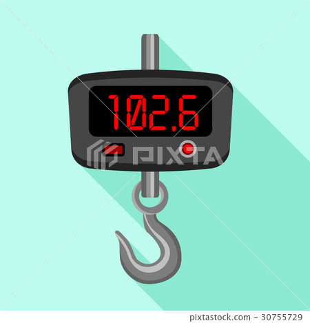 Digital fishhook scales icon, flat style 30755729