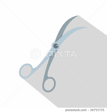 Curved surgical scissors icon, flat style 30755735