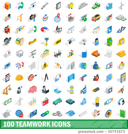 100 teamwork icons set, isometric 3d style 100 teamwork icons set, isometric 3d style 30755873