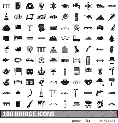 100 bridge icons set, simple style - Stock Illustration [30755883] - PIXTA