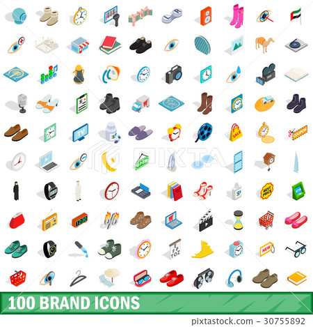 100 brand icons set, isometric 3d style 30755892