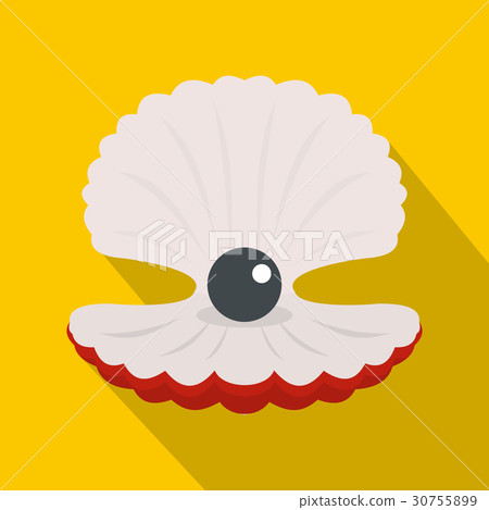 Pearl in a shell icon, flat style Pearl in a shell icon, flat style 30755899