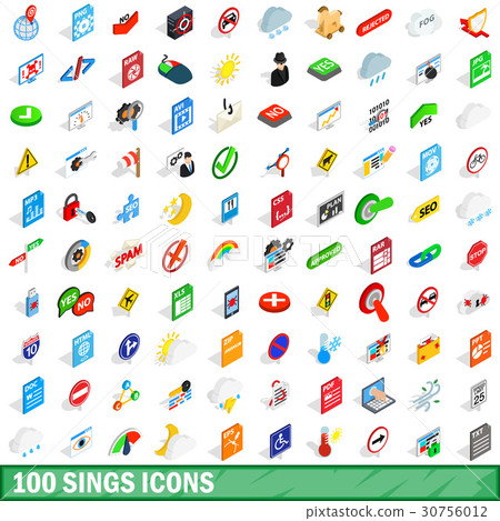 100 sings icons set, isometric 3d style 30756012