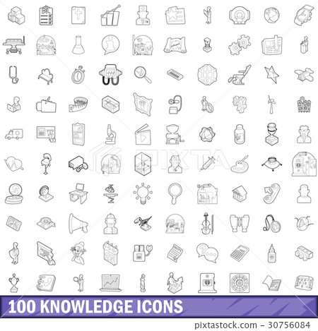 100 knowledge icons set, outline style - Stock Illustration [30756084 ...