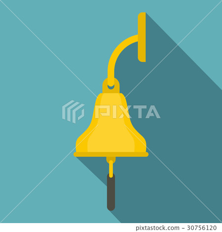 Golden ship bell icon, flat style Golden ship bell icon, flat style 30756120