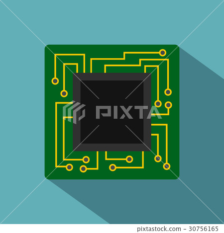 Microchip icon, flat style Microchip icon, flat style 30756165