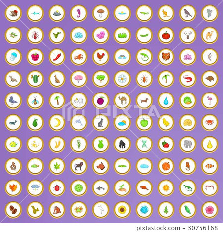 100 environment icons set in cartoon style 100 environment icons set in cartoon style 30756168