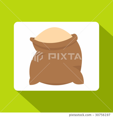 Linen sack full of flour icon, flat style 30756197