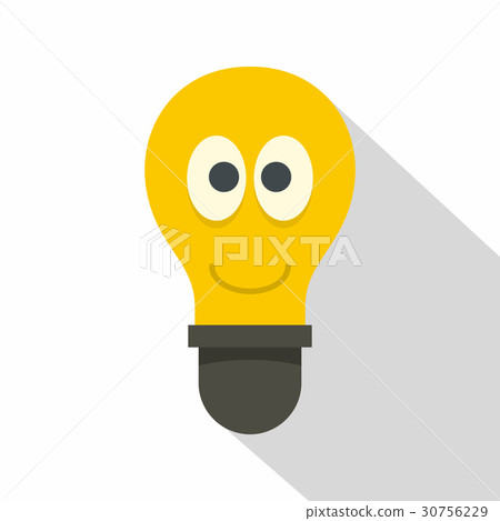 Smiling light bulb with eyes icon, flat style 30756229
