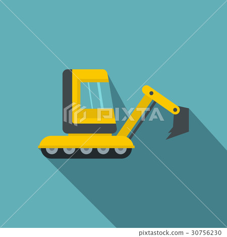 Yellow mini excavator icon, flat style 30756230