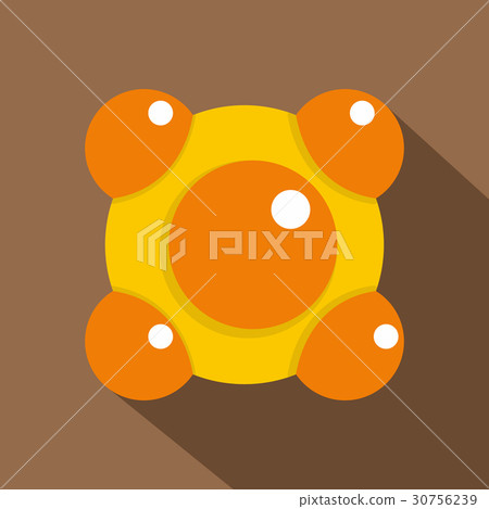 Yellow and orange molecules icon, flat style Yellow and orange molecules icon, flat style 30756239