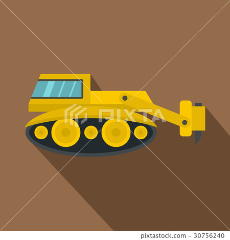 Excavator with hydraulic hammer icon, flat style Excavator with hydraulic hammer icon, flat style 30756240