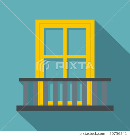 Balcony with a yellow window icon, flat style Balcony with a yellow window icon, flat style 30756241