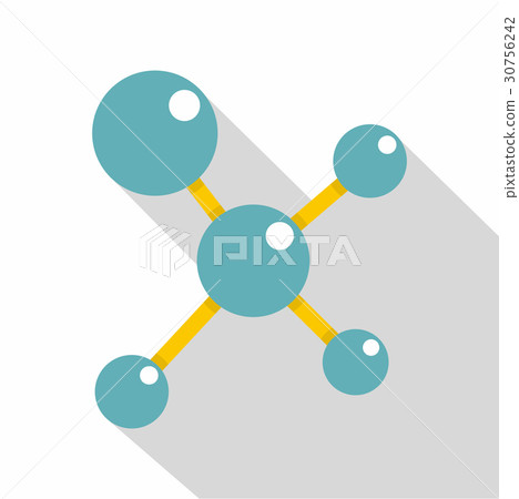 Blue molecule structure icon, flat style Blue molecule structure icon, flat style 30756242