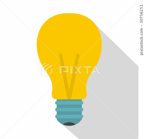 Yellow light bulb icon, flat style - Stock Illustration [30756251] - PIXTA