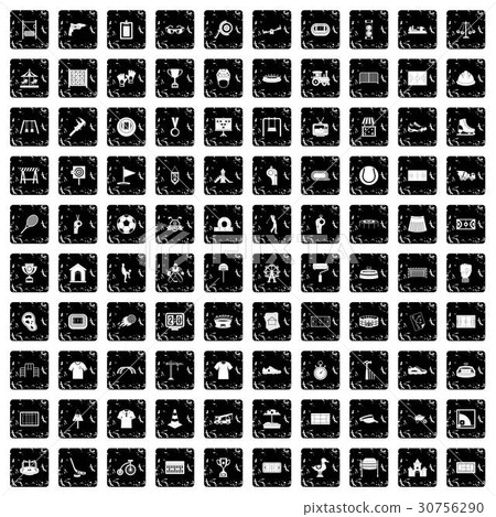 100 playground icons set, grunge style 30756290