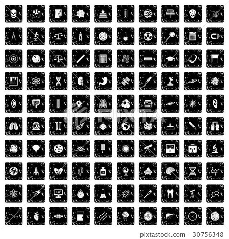 100 science icons set, grunge style 100 science icons set, grunge style 30756348