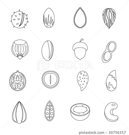 Nuts icons set, outline style 30756357