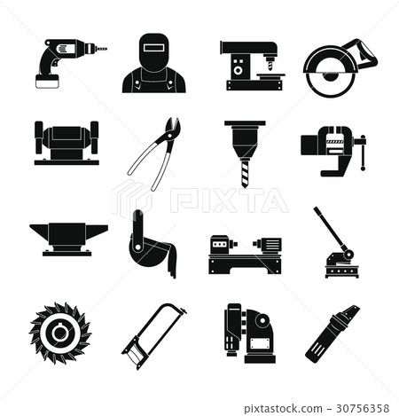 Metal working icons set, simple style Metal working icons set, simple style 30756358
