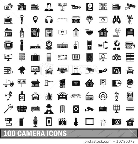 100 camera icons set, simple style - Stock Illustration [30756372] - PIXTA