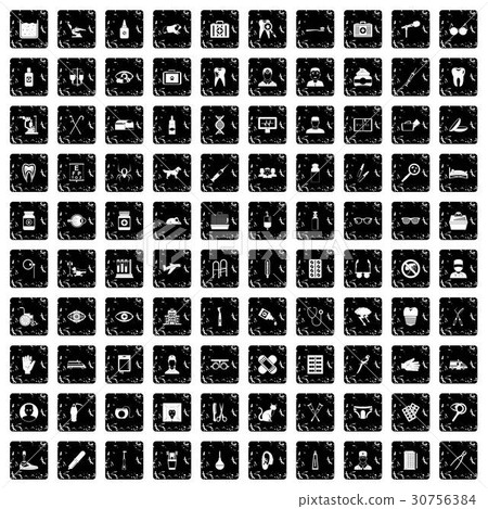 100 care icons set, grunge style 100 care icons set, grunge style 30756384