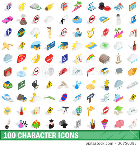 100 character icons set, isometric 3d style 100 character icons set, isometric 3d style 30756385