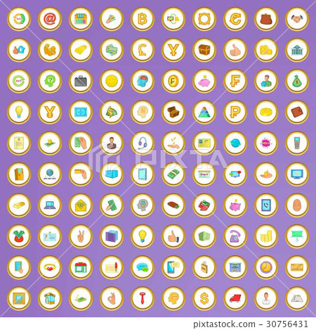 100 bank icons set in cartoon style 30756431