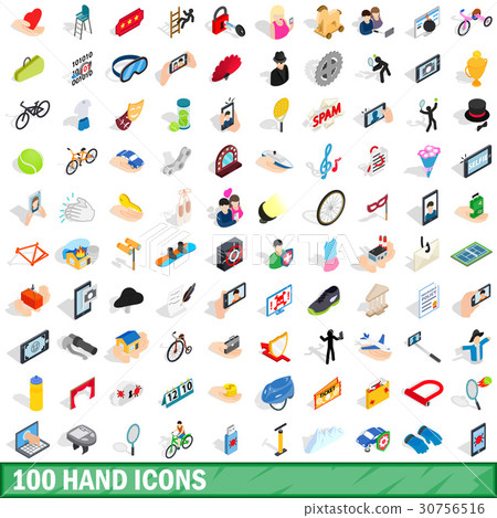 100 hand icons set, isometric 3d style 100 hand icons set, isometric 3d style 30756516