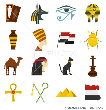 Egypt travel items icons set in flat style Egypt travel items icons set in flat style 30756557