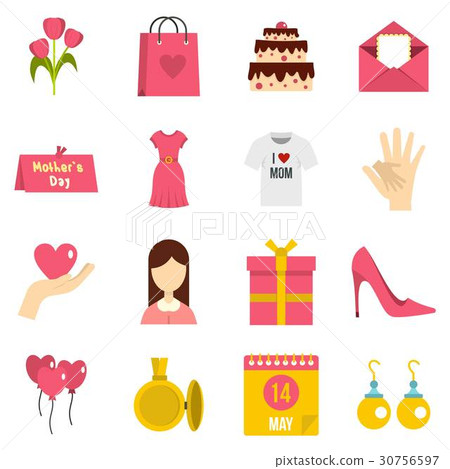 Mothers day icons set in flat style Mothers day icons set in flat style 30756597