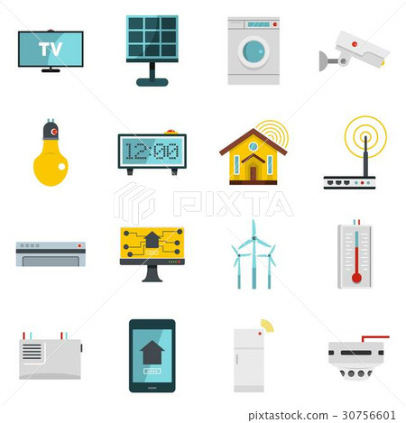 Smart home house icons set in flat style Smart home house icons set in flat style 30756601