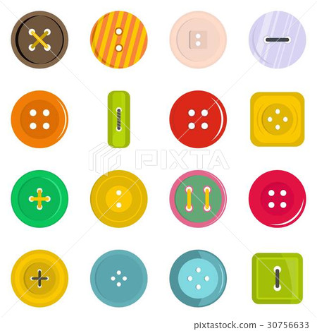 Clothes button icons set in flat style 30756633