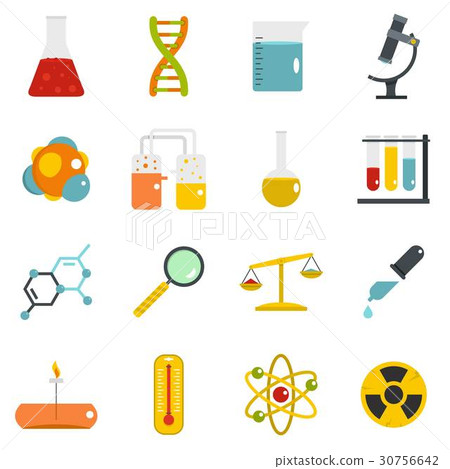 Chemical laboratory icons set in flat style Chemical laboratory icons set in flat style 30756642